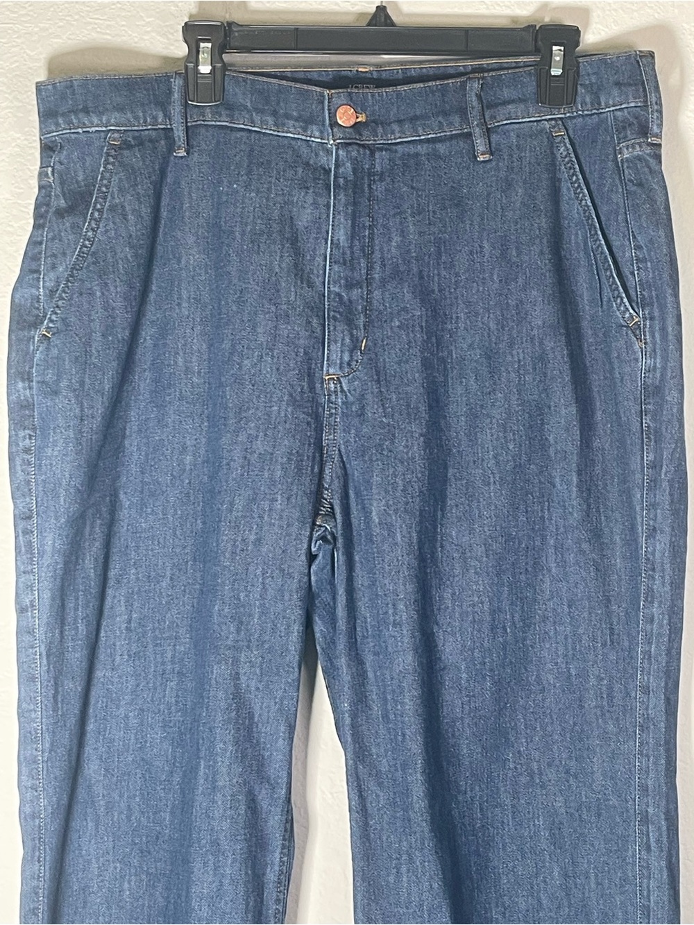 J Crew Fac NWT Denim Trouser Jeans Size 33 Wide Leg High Rise Jeans - Picture 5 of 14